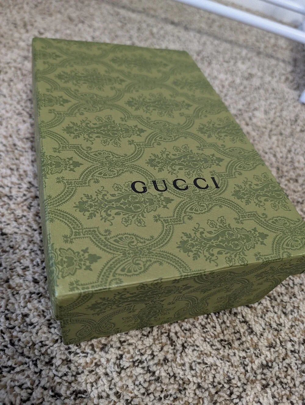 Empty Gucci Olive Green Patterned Gift Box